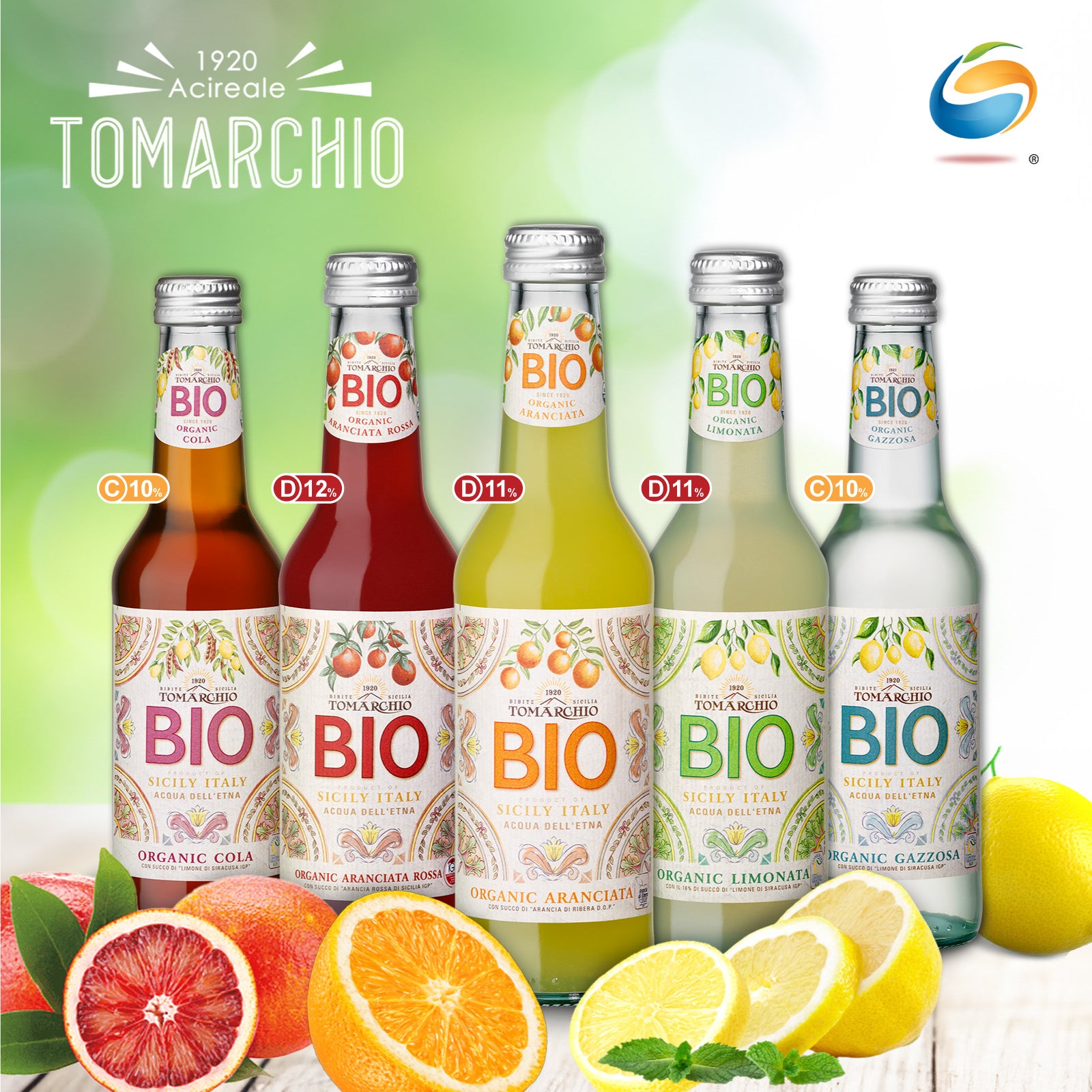 Tomarchio Organic Sparkling Juice 275mL x 4