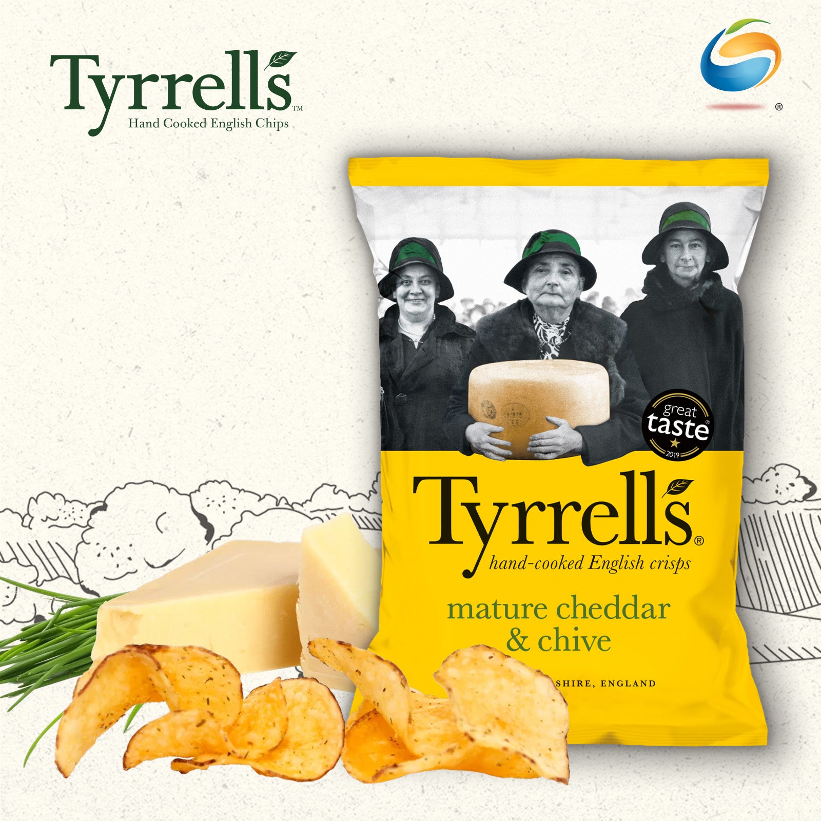 TYRRELL'S Hand Cooked English Potato Chips 150G